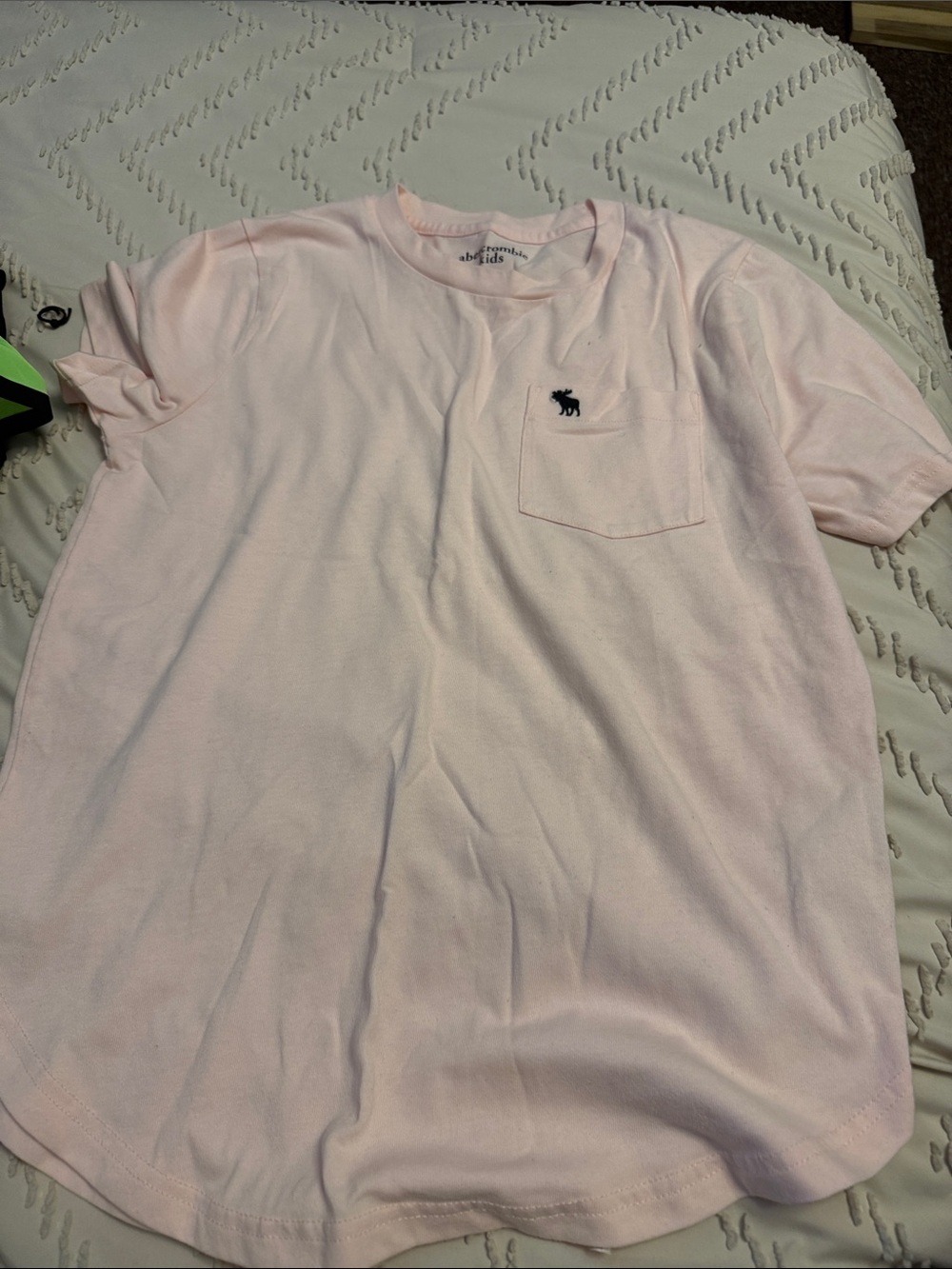 abercrombie kids Light Pink Pocket Tee with Navy Moose Logo